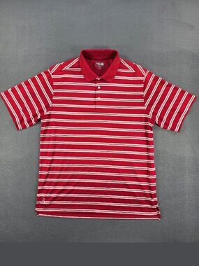 PING Muni Men's Golf Polo Red White Striped Performance Shirt Estimated Sz XL
